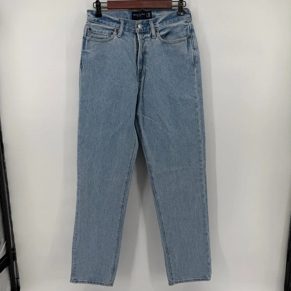 Abercrombie & Fitch 90s Loose Jeans Mens 28x34 Light Wash High Rise Blue Denim